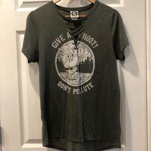 NWOT Target Woodsy Owl Relaxed Lace Up T Shirt